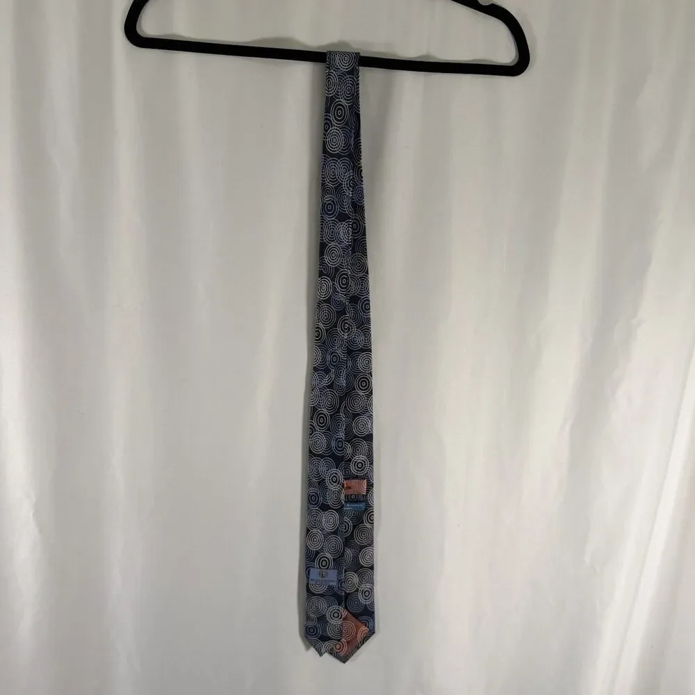 Haines and Bonner of London 100% Silk Woven Tie Blue Circles